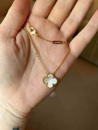 Gold four leaf clover necklace - four-leaf,