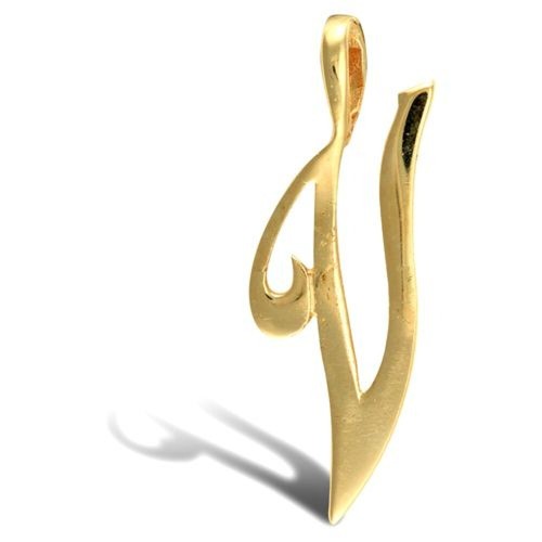 9ct gold initial script - 9ct,