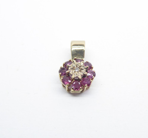 9ct gold ruby pendant diamond - 9ct,