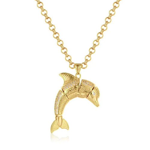 Women 9ct gold dolphin pendant - dolphin,