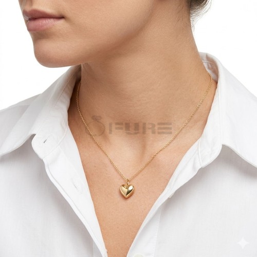 9ct gold small puff heart - puff,