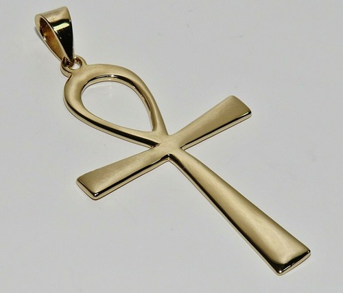 9ct gold silver ankh cross - gold,