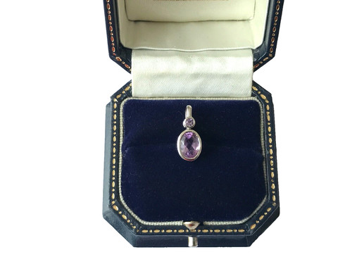 Amethyst pendant 9ct - amethyst, white