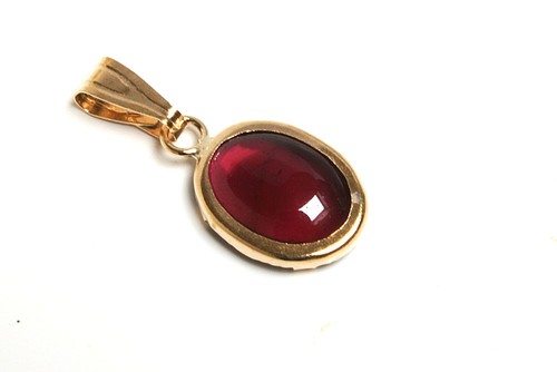 9ct gold garnet oval - gold, necklace