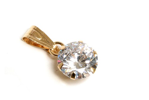 9ct gold pendant 6mm round - 9ct, cz