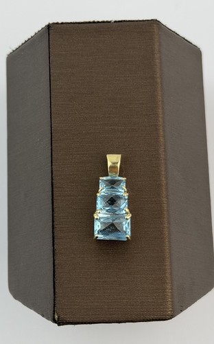 Blue topaz 9ct gold pendant - topaz,