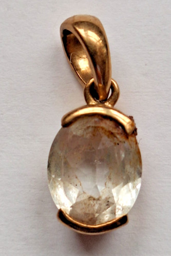 9ct gold quartz pendant - gold,