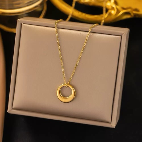 Gold circle pendant necklace - circle,