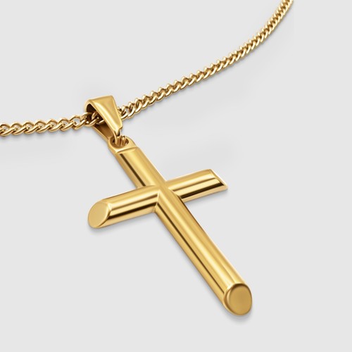 18k gold cross pendant - 18k,
