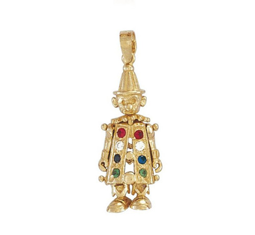 Gold clown pendant cz - 9, ct