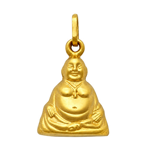 9ct gold buddha charm pendant - gold,