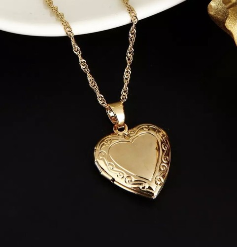 Gold locket pendant - locket, double