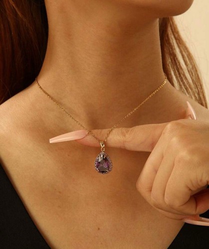 Gold amethyst necklace - amethyst,
