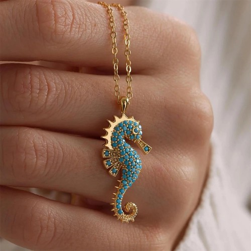 18k gold plated - 18k, seahorse