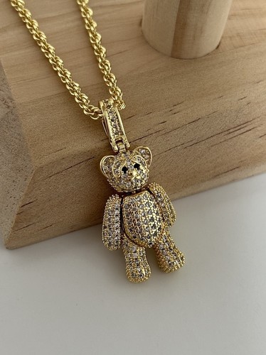 18ct cz stone teddy bear - g.f,