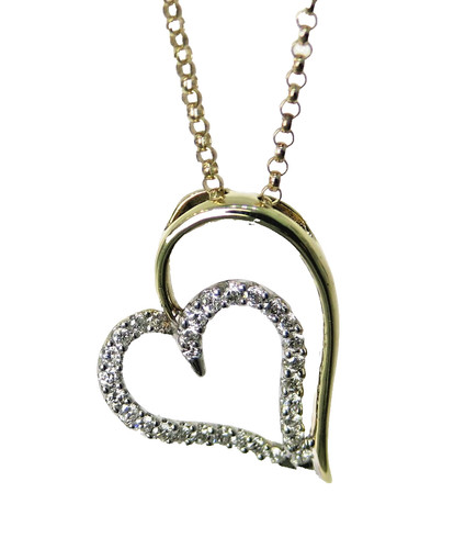 Diamond heart pendant chain - pendant,