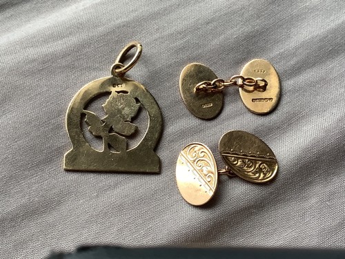 9ct gold pendant cufflinks - 9ct,