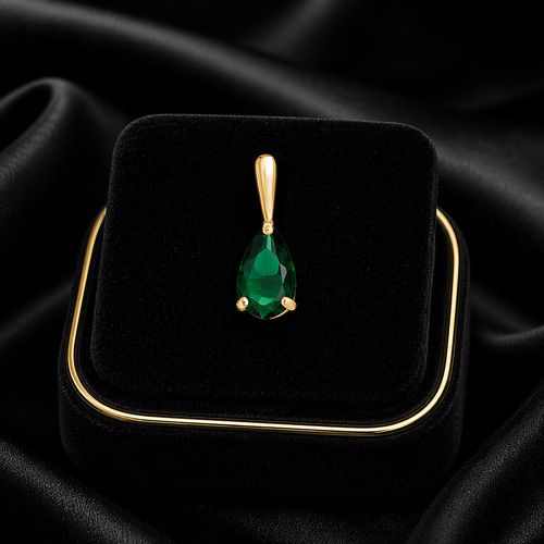 Teardrop natural emerald 9ct - emerald,