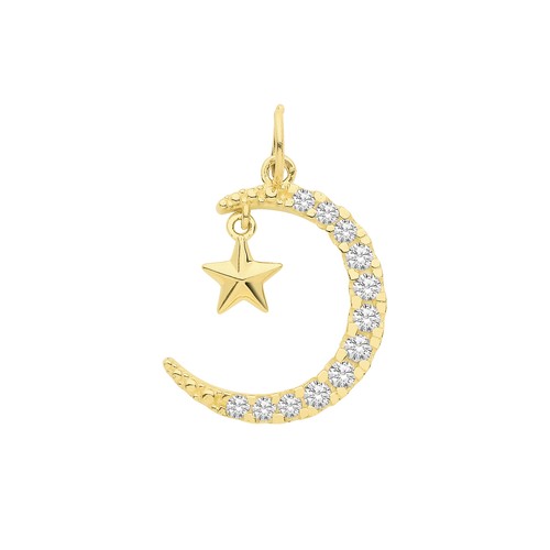 9ct gold crescent moon pendant - 9ct,